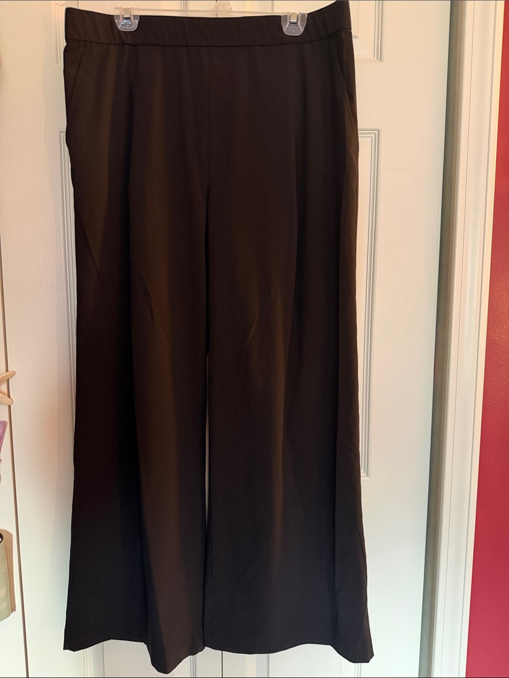 LOFT Black Wide-Leg Pull-On Pants